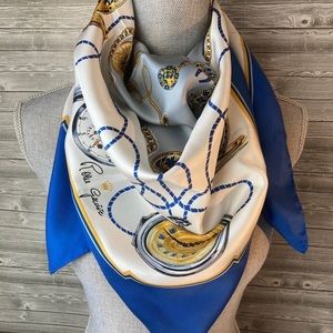 Rolex Geneve 100% Silk Watch Scarf Blue Gold White